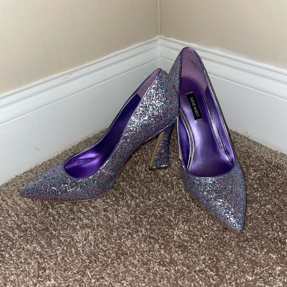 Nine West Shoes - Nine West Tatiana Pumps Purple Glitter Heels‎ Size 8
